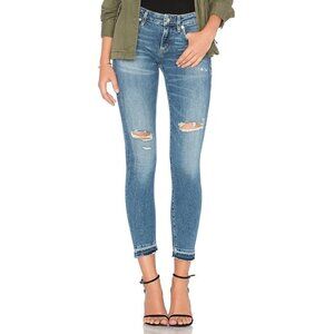 AGOLDE Lara Jeans SZ 29 8 Skinny Badlands Low Rise Distressed Raw Hem Cropped